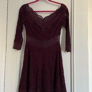 Free People Stretch lace mini dress size extra small wine not purple